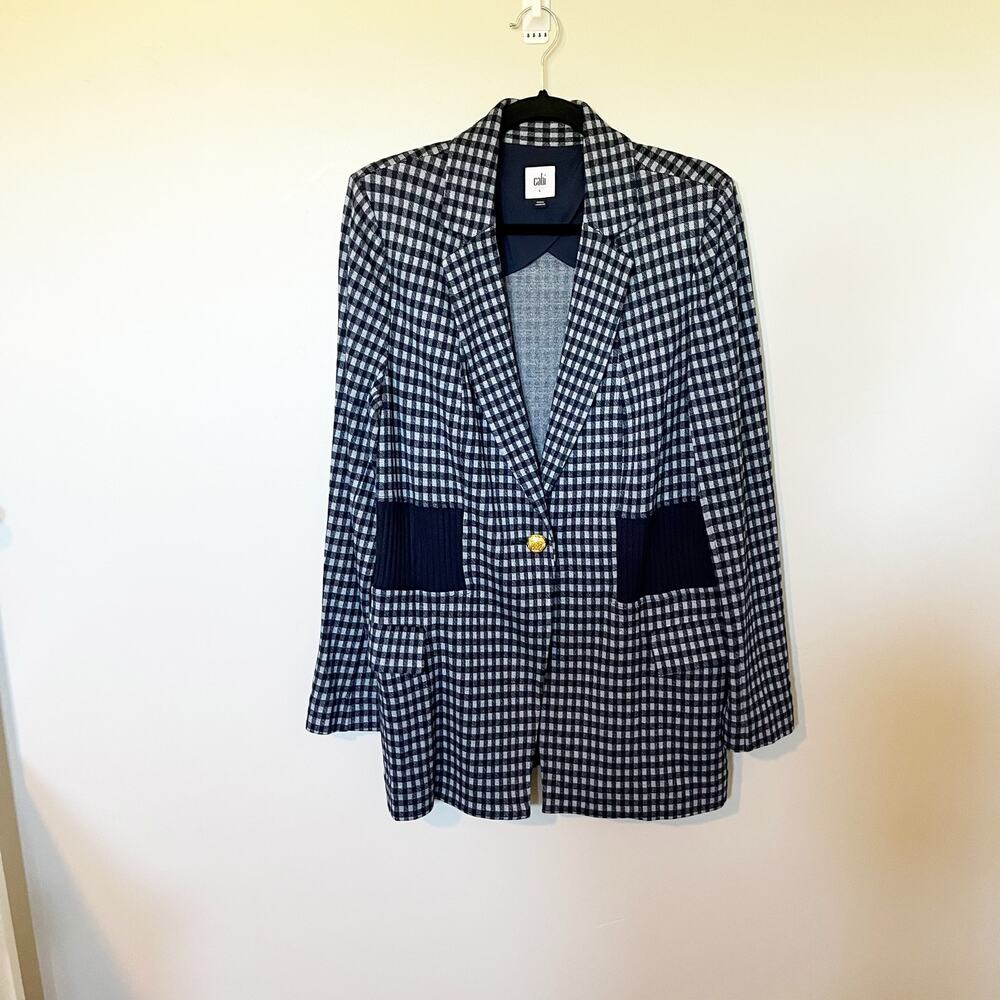 Cabi Navy and White Checkered Blazer Sz Large